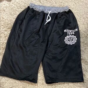 Black and Gray Athletic Shorts with Elastic Waistband